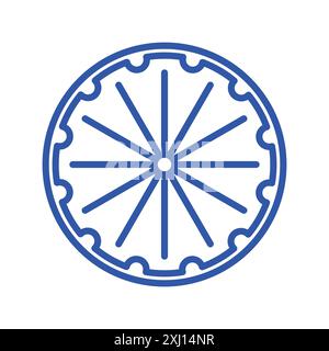 Ashoka Wheel Icon SET Kollektion mit linearem Logo in Schwarz und weiß für Web Stock Vektor