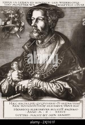 Jan van Leiden oder Jan Beuckelszoon oder Beukelszoon , 1509–1536, Täuferkönig von Münster, digital herausgegeben Stockfoto