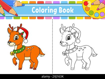 Ausmalseite für Kinder. Zeichentrickfigur. Schwarze Kontur. Isoliert auf weißem Hintergrund. Vektorabbildung. Stock Vektor