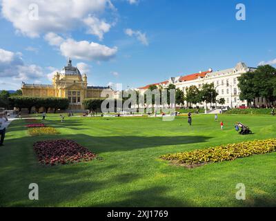 Der Art Pavillon und der König Tomislav Platz Zagreb Kroatien Stockfoto