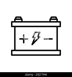 Symbol für Autobatterie, lineare Logomarkensätze in Schwarz-weiß für Web-Zwecke Stock Vektor