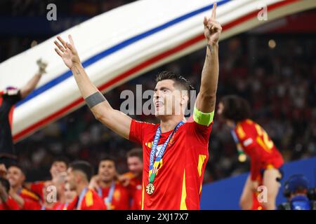 Alvaro Morata (ESP), 14. JULI 2024 - Fußball / Fußball : Morata feiert, nachdem er das Endspiel der UEFA-Europameisterschaft Deutschland 2024 gewonnen hat 2-1 England im Olympiastadion in Berlin. (Foto: Mutsu Kawamori/AFLO) Stockfoto