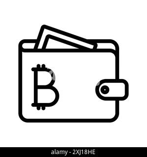 bitcoin Wallet Icon – Linear-Logo-Set-Kollektion in Schwarz-weiß für Web Stock Vektor