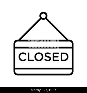 Closed Sign Symbol Linear-Logo-Set-Kollektion in Schwarz-weiß für Web Stock Vektor