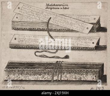 Kupferstich mit orientalischen Handschriften, Teil deutscher Stiche und Radierungen, katalogisiert von Hollstein. Stockfoto