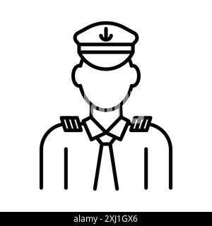 Line-Set-Kollektion des Chief Officers für Männer in Schwarz und weiß für Web Stock Vektor