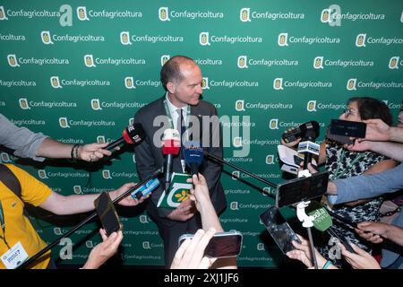 Mailand, Italien. Juli 2024. Palazzo della Borsa. Quale Europa? Assemblea estiva Confagricoltura.- Cronaca - Milano, Italia - Marted&#xec; 16 luglio 2024(Foto Alessandro Cimma/Lapresse) Stock Exchange Building. Welches Europa? Confagricoltura.Summer Assembly - Chronicle - Mailand, Italien - Dienstag, 16. Juli 2024 (Foto Alessandro Cimma/Lapresse) Massimiliano Giansanti Credit: LaPresse/Alamy Live News Stockfoto