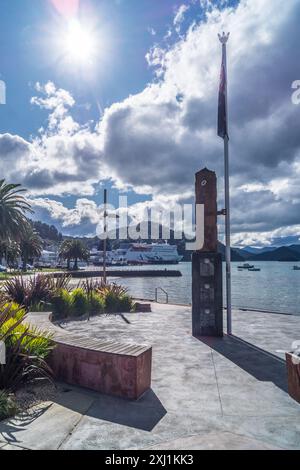 Pouwhoua, 28. (Māori) Bataillon Kriegsdenkmal, Waitohi/Picton, Queen Charlotte Sound, Südinsel, Neuseeland Stockfoto