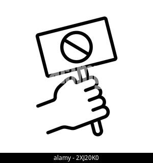 Protest Banner in der Hand Icon Linear Logo Set Kollektion in Schwarz-weiß für Web Stock Vektor