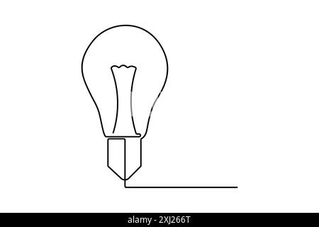 Durchgehende einzeilige Zeichnung des isolierten Konturvektorsymbols der Glühlampe Stock Vektor