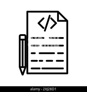 Skript-Symbol lineare Logo-Set-Kollektion in Schwarz-weiß für Web Stock Vektor