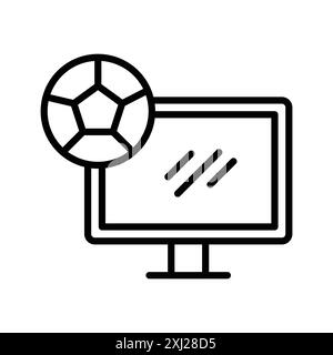 Soccer Live Match on TV Icon Linear Logo Set Kollektion in Schwarz-weiß für Web Stock Vektor