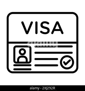 Starten Sie die Kollektion Visa Icon Linear Logo Set in Schwarz-weiß für das Web Stock Vektor