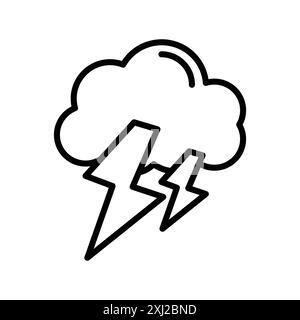 Thunder Lightning Icon – Linear-Logo-Set-Kollektion in Schwarz-weiß für Web-Anwendungen Stock Vektor