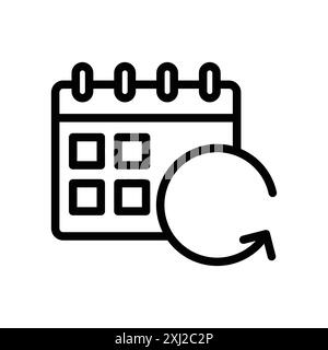 Update Calendar Symbol Linear-Logo-Set-Kollektion in Schwarzweiß für Web Stock Vektor