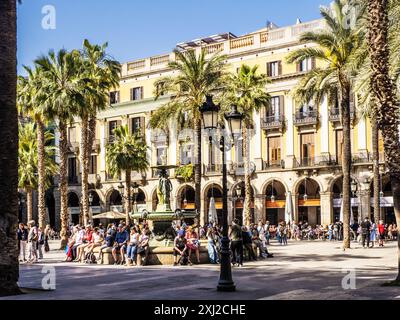 Plac Reial im Barri Gotic in Barcelona, Katalonien, Spanien. Stockfoto