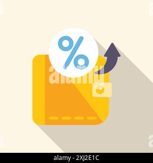 Abbildung: Erhöhung des Zinssatzes für das Guthaben mit Prozentsymbol und Pfeilzeichen für Finanz- und Geschäftskonzept Stock Vektor