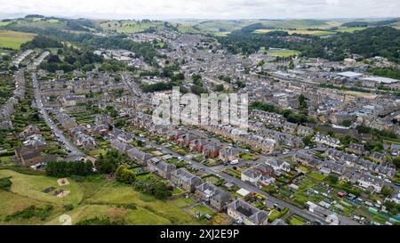 Luftaufnahme von Hawick, einer Stadt an den schottischen Grenzen, Schottland, Großbritannien Stockfoto