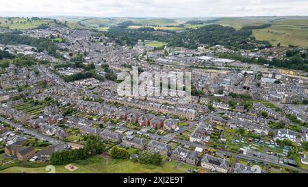 Luftaufnahme von Hawick, einer Stadt an den schottischen Grenzen, Schottland, Großbritannien Stockfoto