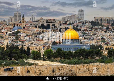 Kuppel des Felsens auf dem Tempelberg in Jerusalem Stockfoto