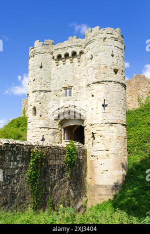 Carisbrooke Castle Isle of Wight - Carisbrooke Castle Gatehouse Eingang zum Schloss Carisbrooke Village Newport Isle of Wight England Großbritannien GB Europa Stockfoto