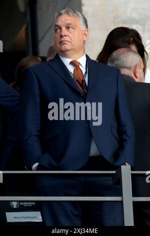 Berlin, Allemagne. Juli 2024. Ungarischer Premierminister Viktor Orban beim Fußball-Endspiel der UEFA Euro 2024 zwischen Spanien und England am 14. Juli 2024 im Olympiastadion in Berlin - Foto Jean Catuffe/DPPI Credit: DPPI Media/Alamy Live News Stockfoto