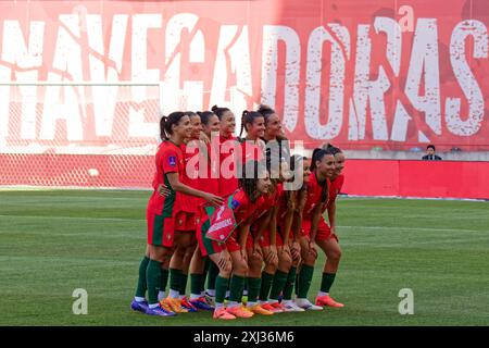 Leiria, Portugal. Juli 2024. Leiria, Portugal, 16. Juli 2024: Gruppenfoto der portugiesischen Mannschaft vor dem Spiel der UEFA-Europameisterschaft der Frauen zwischen Portugal und Malta im Estadio Dr. Magalhaes Pessoa in Leiria, Portugal. (Pedro Porru/SPP) Credit: SPP Sport Press Photo. /Alamy Live News Stockfoto