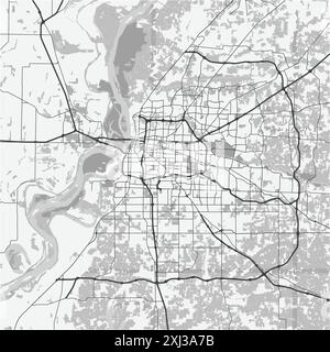 Karte von Memphis in Tennessee in Graustufen. Enthält mehrschichtigen Vektor mit Straßen, Wasser, Parks usw. Stock Vektor