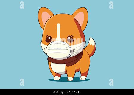 Hund trägt eine Gesichtsmaske Vektordarstellung Stock Vektor