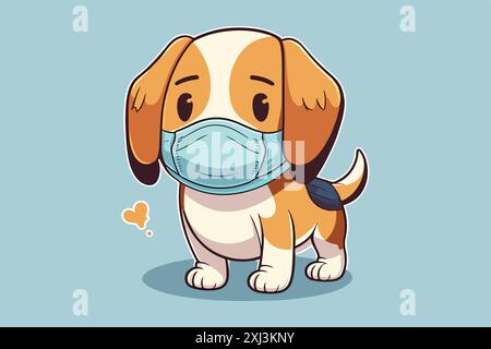 Hund trägt eine Gesichtsmaske Vektordarstellung Stock Vektor