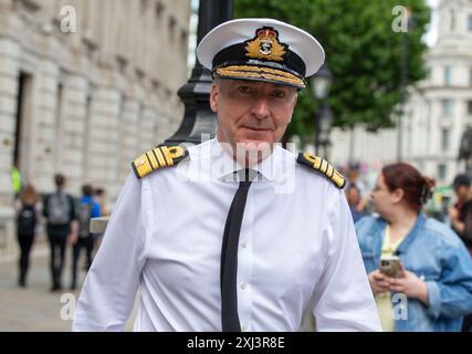 London, Großbritannien. Juli 2024. Der Chef des Verteidigungsstabs Admiral Sir Tony Radakin KCB ADC wird in Whitehall gesehen Stockfoto