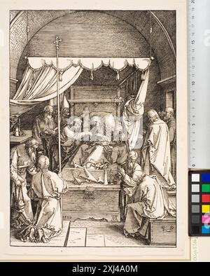 Die kleine Passion Dürer, Albrecht 1471 - 1528 Holzschnitt, Print Dürer-Katalog: ein Handbuch über Albrecht Dürers Stiche, Radierungen, Holzschnitte, deren Zustände, Ausgaben und Wasserzeichen, Joseph Meder, Nr. 125-162, 11088, 1932. Hollsteins deutsche Stiche, Radierungen und Holzschnitte 1400-1700 (Band VII), Albrecht und Hans Dürer, R.W. Scheller, Nr. 125-161, C 37615, 1962. The Illustrated Bartsch 10, 16. Jahrhundert deutsche Künstler, Albrecht Dürer: Albrecht Dürer, Walter L. Strauss, 16-52, C 36179, 1980. Albrecht Dürers kleine Passion Nürnberg 1510: Nürnberg 1510, München 1884, Ubekendt 6571, 1 Stockfoto