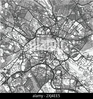 Karte von Leeds in Großbritannien in Graustufen. Enthält mehrschichtigen Vektor mit Straßen, Wasser, Parks usw. Stock Vektor