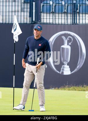 Troon, Schottland, Großbritannien. Juli 2024. Dienstag Übungstag auf dem Golfplatz Royal Troon vor der 152. Open Championship, die am Donnerstag vom 18. Bis 21. Juli beginnt. Bild; Adam Scott. Iain Masterton/Alamy Live News Stockfoto