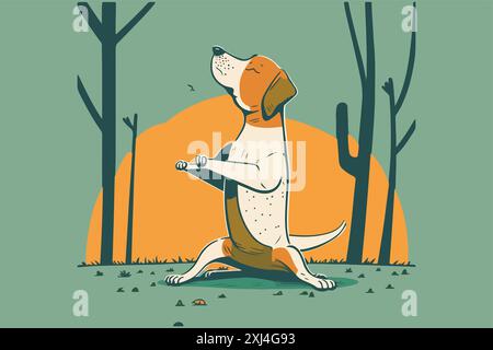 Hund spielt Yoga-Vektor-Illustration Stock Vektor