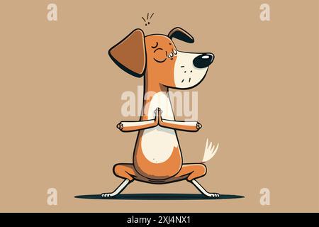 Hund spielt Yoga-Vektor-Illustration Stock Vektor