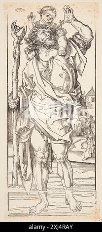 St. Christopher Dürer, Albrecht 1471 - 1528 Holzschnitt, Print Dürer-Katalog: ein Handbuch über Albrecht Dürers Stiche, Radierungen, Holzschnitte, deren Zustände, Ausgaben und Wasserzeichen, Joseph Meder, S. 188-189, Nr. 3, 11088, 1932. The Illustrated Bartsch 10, 16. Jahrhundert deutsche Künstler, Albrecht Dürer: Albrecht Dürer, Walter L. Strauss, 104, C 36179, 1980. Albrecht Dürer: das druckgraphische Werk, Rainer Schoch, Vol. II, Nr. A 12, K2004-216, 2001-2004 St. Christopher Stockfoto