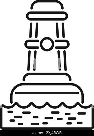 Ölplattform steht auf Wasseroberfläche, Symbol, umrissener Stil Stock Vektor