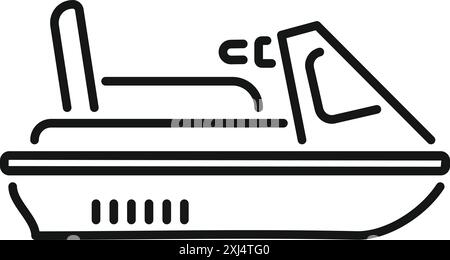 Einfacher Wasserroller steht Jetski-Symbol, das Geschwindigkeit und Bewegung in umrissenem Stil für Transport und Freizeit zeigt Stock Vektor