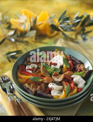 Pilz, Pfeffer und Mozzarella Salat Stockfoto