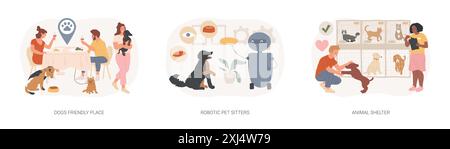 Tierpflege isolierte Konzept-Vektor-Illustration Set. Stock Vektor