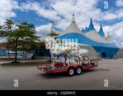 Zirkuszelte in einem Zirkus in den Vororten von Chicago Stockfoto