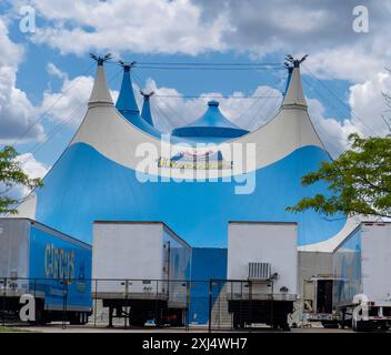 Zirkuszelte in einem Zirkus in den Vororten von Chicago Stockfoto