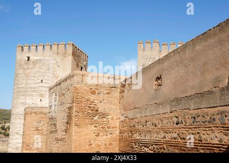 Detail der Alcazaba, eine maurische Festung in der Alhambra von Granada, Spanien Stockfoto