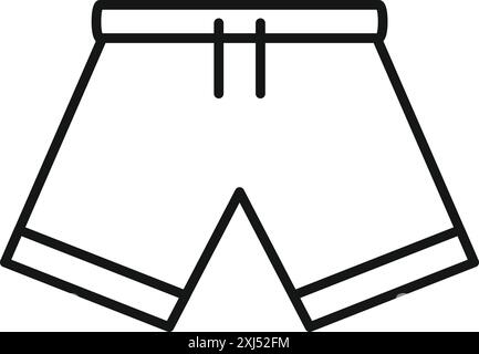 Einfache schwarz-weiße Linienzeichnung einer sportlichen Shorts, perfekt für Designs in Bezug auf Sport, Fitness und Activewear Stock Vektor