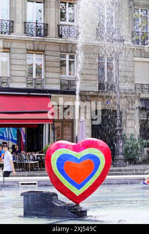 Skulpturen, Figuren, der Strawinsky-Brunnen, auch bekannt als Tinguely-Brunnen, Detail, Centre Georges Pompidou, Paris, Frankreich, Europa, Bunt Stockfoto