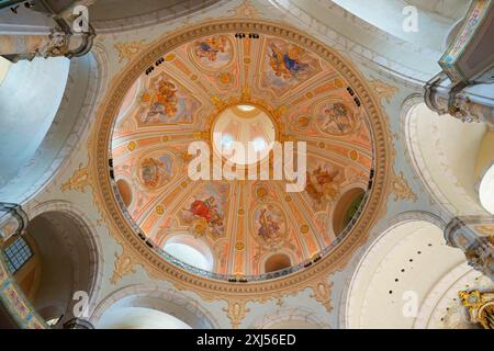 Barocke evangelisch-lutherische Kirche unserer Lieben Frau, Innenansicht der Kuppel, Dresden, Sachsen, Deutschland Stockfoto