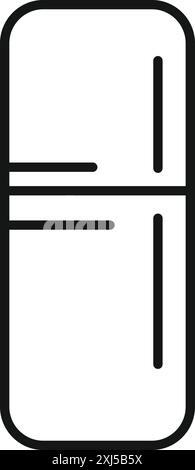 Minimalistische Strichkunst mit einem Kühlschrank, ideal für die Darstellung von Konzepten in Bezug auf Küche, Lebensmittelkonservierung und Haushaltsgeräte Stock Vektor