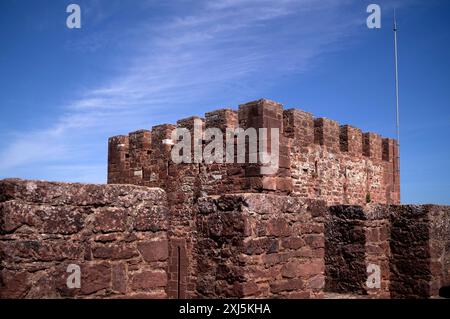 Verteidigungsturm, Schloss, Castelo de Silves, Silves, Algarve, Portugal Stockfoto