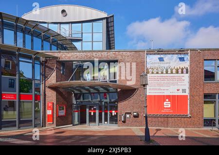 Eingang der Sparkasse Stade-Altes Land in Stade, Hansestadt, Stadtteil Stade, Niedersachsen, Deutschland Stockfoto